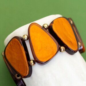 6 inch, Vintage Geometric Orange Faux Stones Bracelet, K32